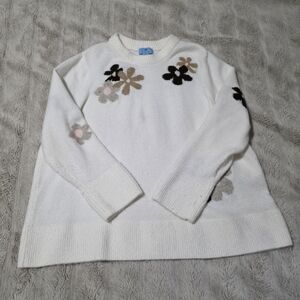 CeCe White Sweater with Floral Accents